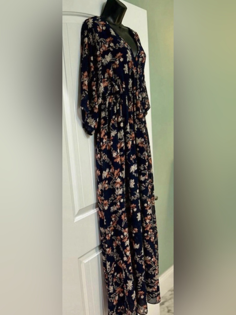 Baltic Born Floral Maxi Dress M Navy Feminine-Flowy-Boho & Eye-Catching GUC